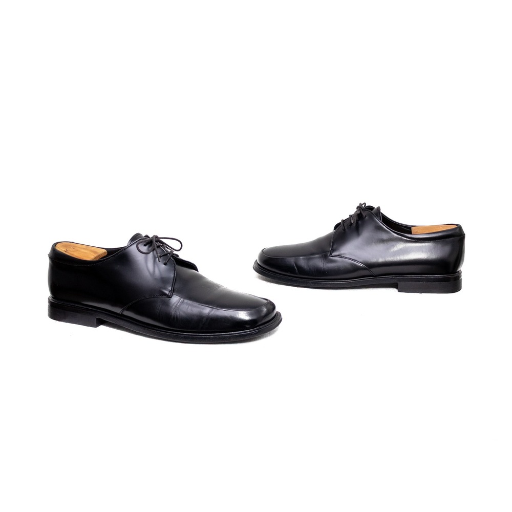 Prada Mens Black Leather Square Toe Derby Shoes US 10.5 UK 9.5